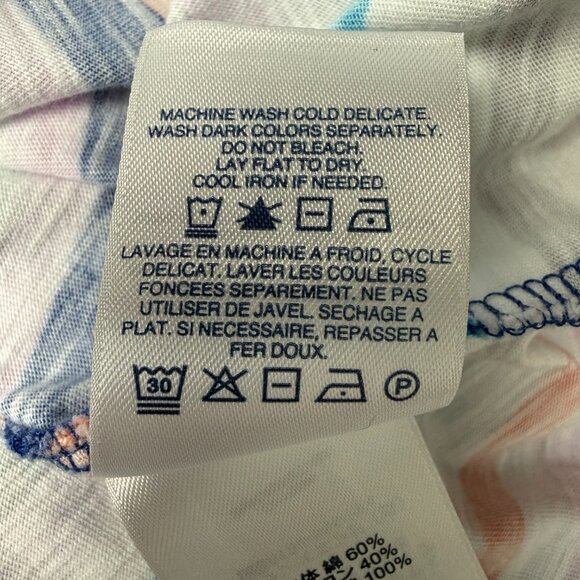 Lands End Women's L 14-16 Tunic Top Crochet Lace Trim Multi Stripe 3/4 Sleeve - Picture 9 of 12